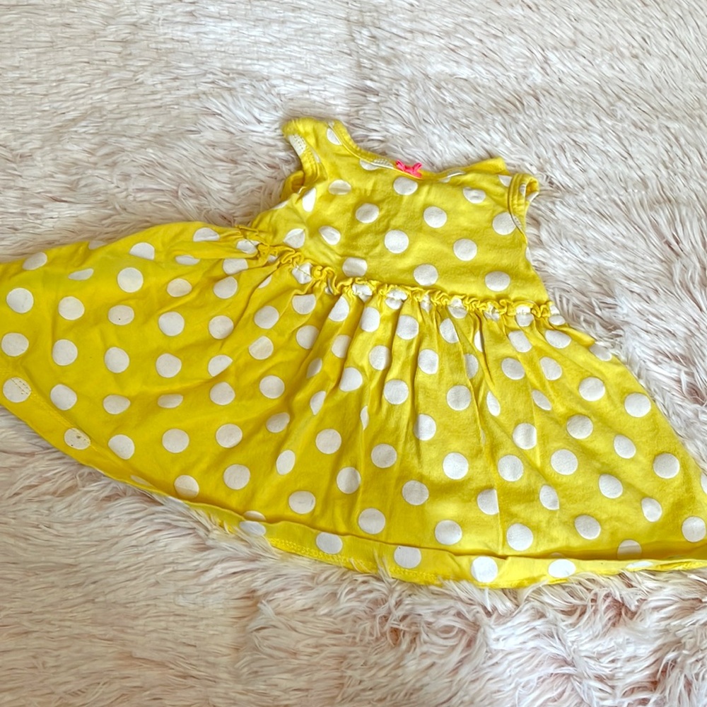 Yellow polka dot baby girls dress
